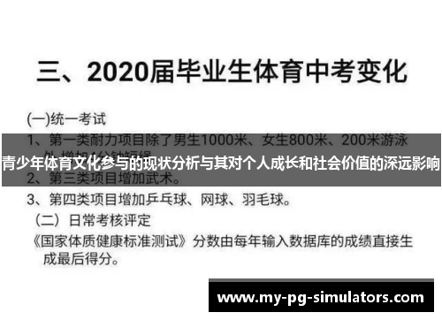 青少年体育文化参与的现状分析与其对个人成长和社会价值的深远影响 青少年体育文化参与的现状分析与其对个人成长和社会价值的深远影响